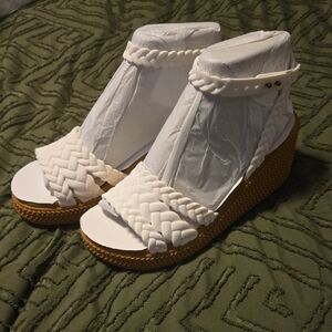 CROCS Brooklyn Woven Ankle Braided Wedge Sandals
